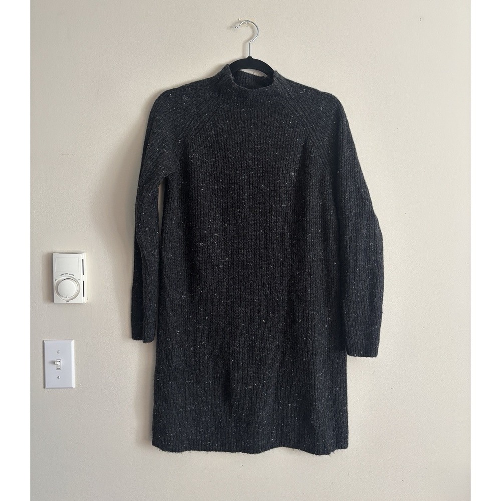 Madewell Donegal Mockneck Wool Blend Sweater Dress Small Gray Neutral Minimalist
